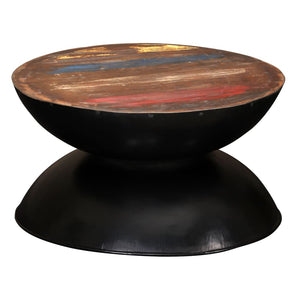 Couchtisch Massiv-Altholz Schwarzer Standfuß 60x60x33 cm