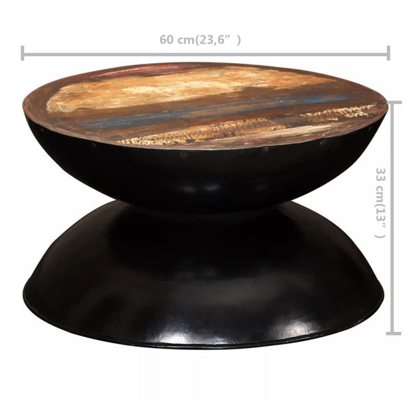 Couchtisch Massiv-Altholz Schwarzer Standfuß 60x60x33 cm