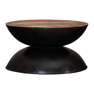 Couchtisch Massiv-Altholz Schwarzer Standfuß 60x60x33 cm