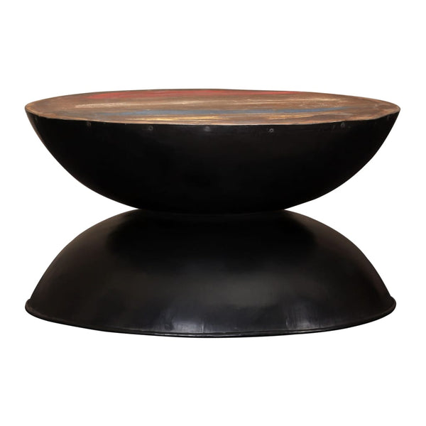 Couchtisch Massiv-Altholz Schwarzer Standfuß 60x60x33 cm