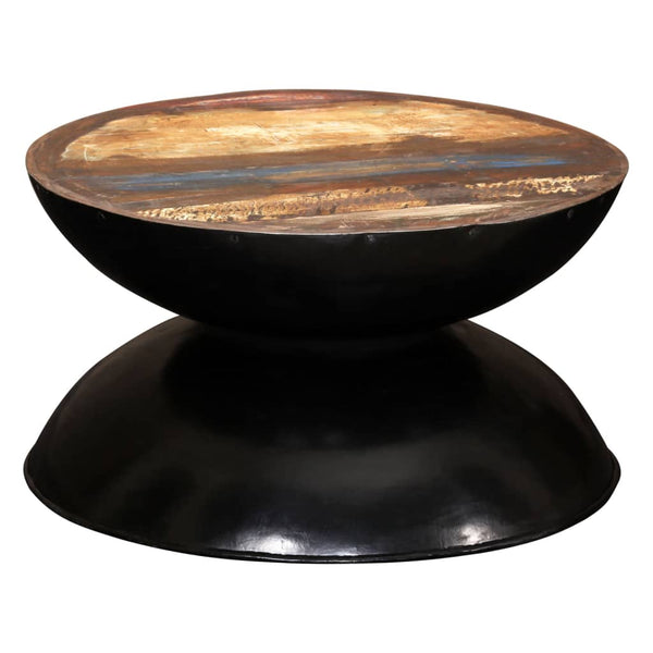 Couchtisch Massiv-Altholz Schwarzer Standfuß 60x60x33 cm