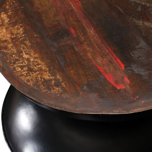Couchtisch Massiv-Altholz Schwarzer Standfuß 60x60x33 cm