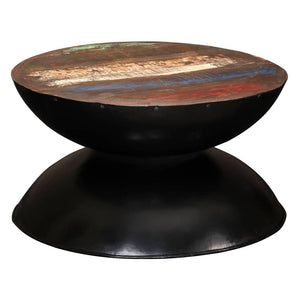 Couchtisch Massiv-Altholz Schwarzer Standfuß 60x60x33 cm