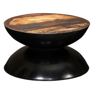 Couchtisch Massiv-Altholz Schwarzer Standfuß 60x60x33 cm
