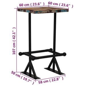 Bartisch Altholz Massiv Mehrfarbig 60x60x107 cm