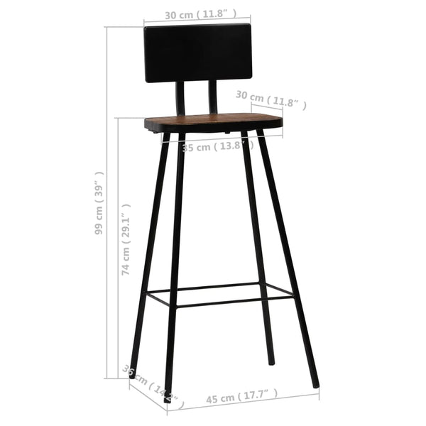 vidaXL Tabourets de bar 4 pcs Bois de récupération massif
