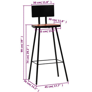 Barhocker 4 Stk. Massives Altholz