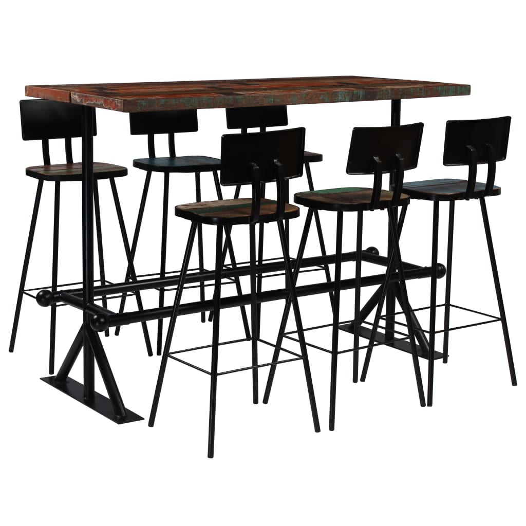 Bar-Set 7-tlg. Massives Altholz Mehrfarbig