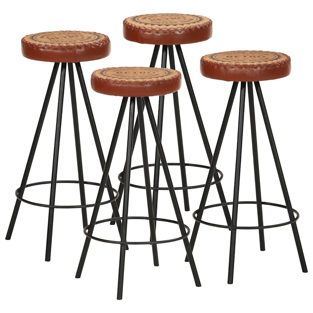 vidaXL Tabourets de Bar 4 pcs Cuir véritable