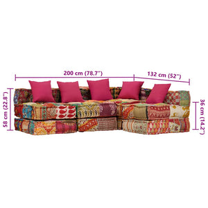 4-Sitzer Modularer Pouf Patchwork Stoff