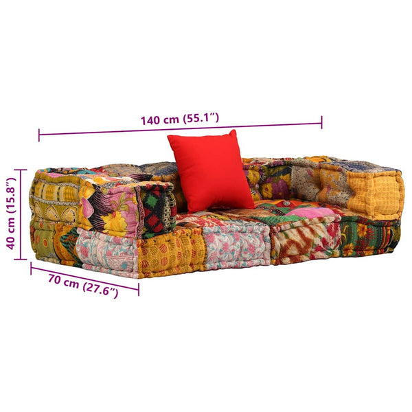 2-Sitzer Modularer Pouf Patchwork Stoff