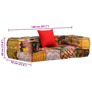 2-Sitzer Modularer Pouf Patchwork Stoff