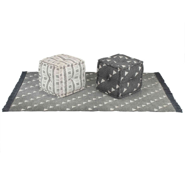 Pouffes Geometrisch Grau und Weiß 40 x 40 x 40 cm Stoff