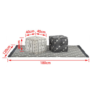 Pouffes Geometrisch Grau und Weiß 40 x 40 x 40 cm Stoff