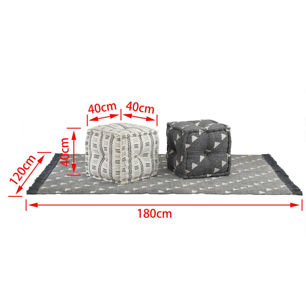 Pouffes Geometrisch Grau und Weiß 40 x 40 x 40 cm Stoff