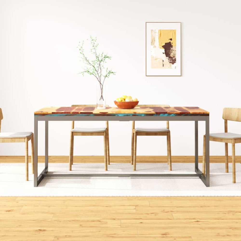 vidaXL Table de salle à manger en bois d'acacia massif et acier 180 cm