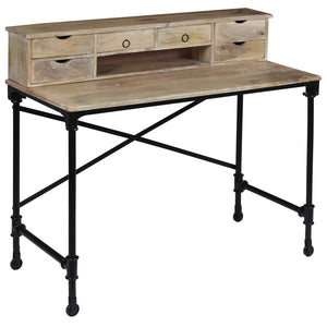 vidaXL Bureau Bois de manguier massif et acier 110 x 50 x 96 cm