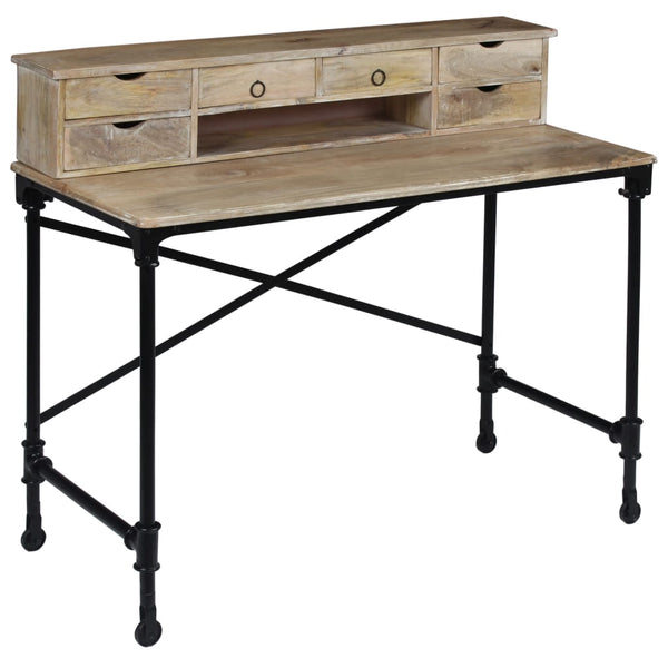 vidaXL Bureau Bois de manguier massif et acier 110 x 50 x 96 cm