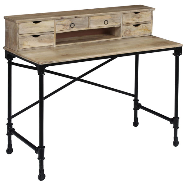vidaXL Bureau Bois de manguier massif et acier 110 x 50 x 96 cm