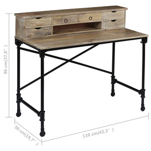 Schreibtisch Mangoholz Massiv und Stahl 110 x 50 x 96 cm