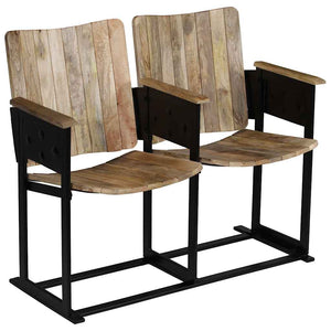 2-Sitzer-Bank Massivholz Mango und Stahl