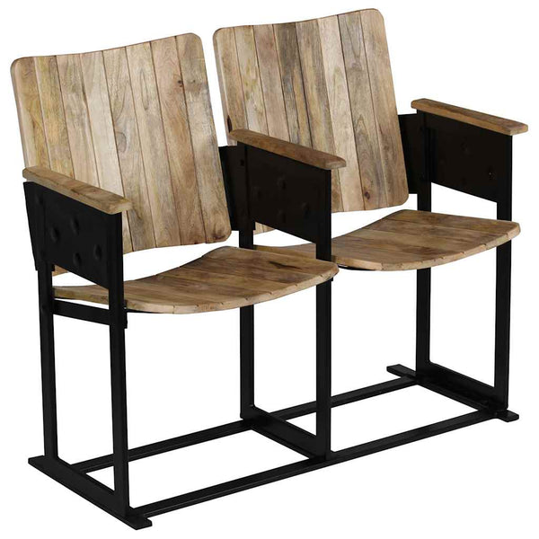 2-Sitzer-Bank Massivholz Mango und Stahl