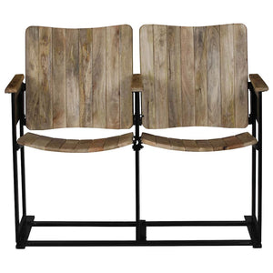 2-Sitzer-Bank Massivholz Mango und Stahl