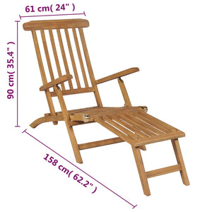 Teak Liegestuhl mit Fußteil