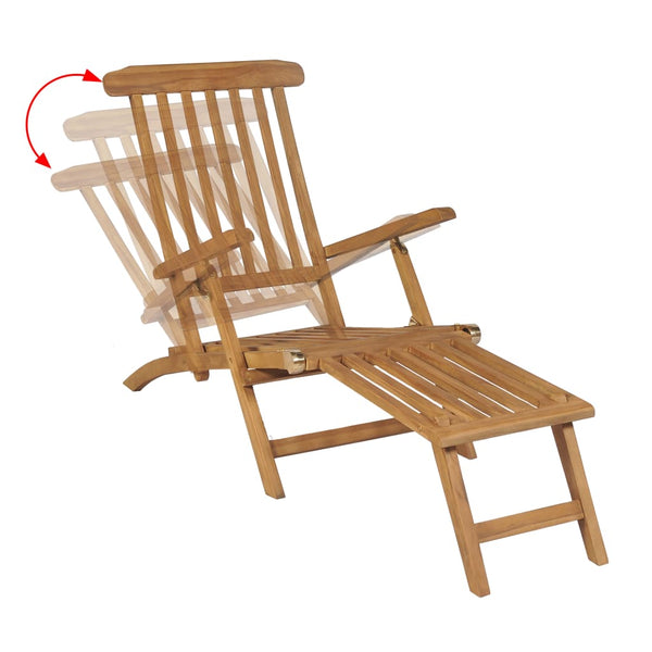 Teak Liegestuhl mit Fußteil