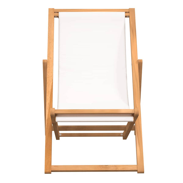 Teak Liegestuhl Creme 56x105x96 cm