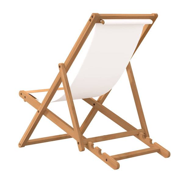 Teak Liegestuhl Creme 56x105x96 cm
