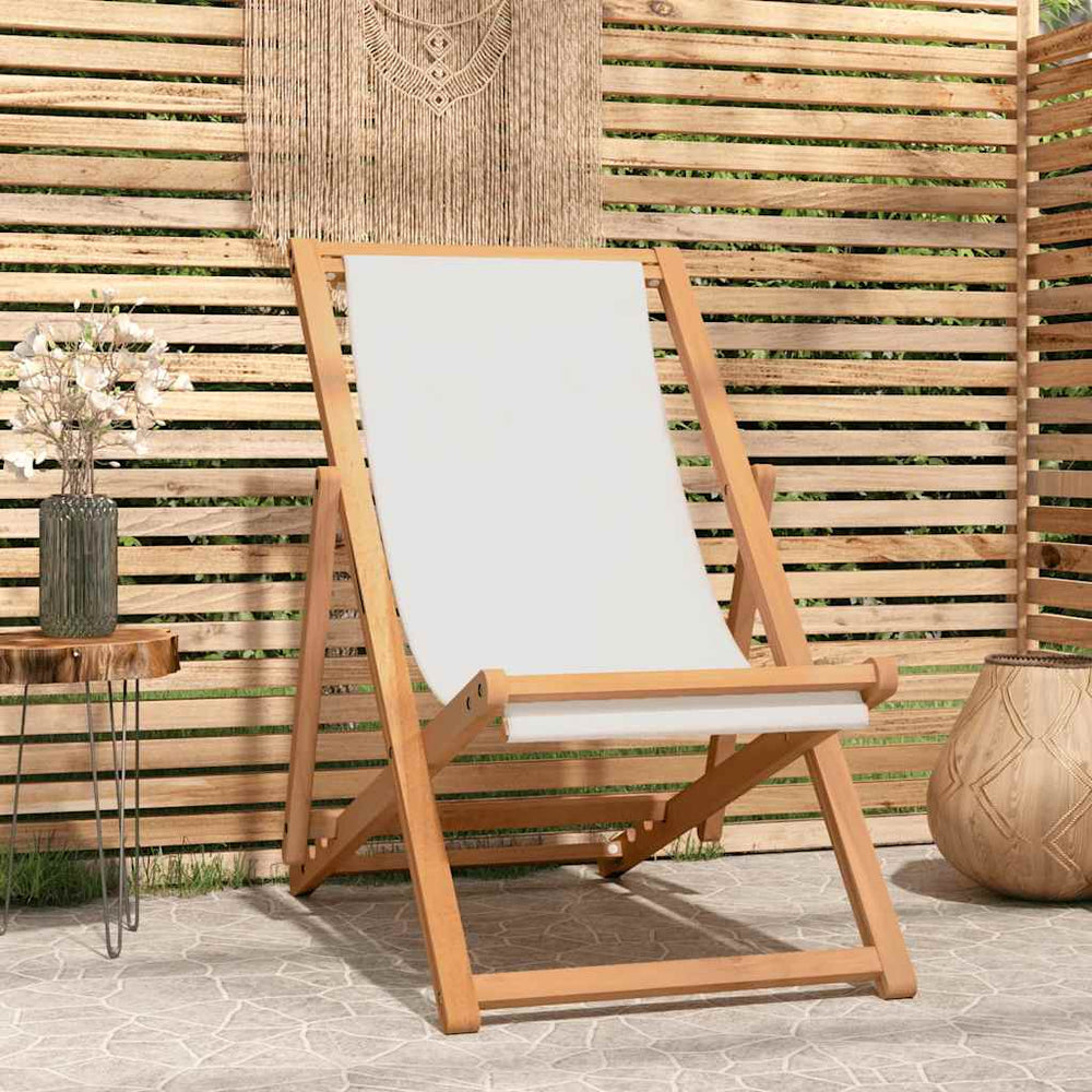 Teak Liegestuhl Creme 56x105x96 cm