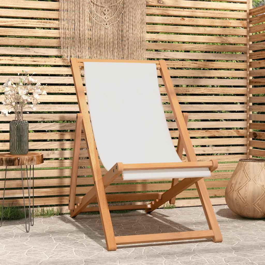 Teak Liegestuhl Creme 56x105x96 cm