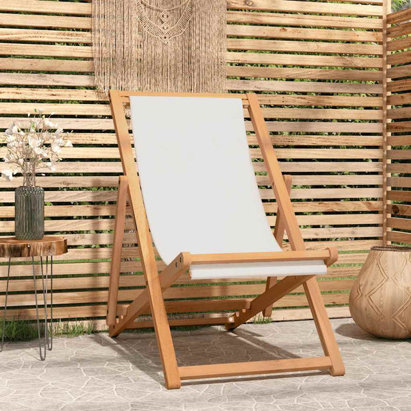 Teak Liegestuhl Creme 56x105x96 cm