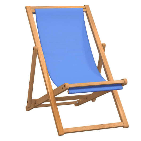 Teak Liegestuhl Blau, 56x105x96 cm