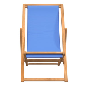 Teak Liegestuhl Blau, 56x105x96 cm