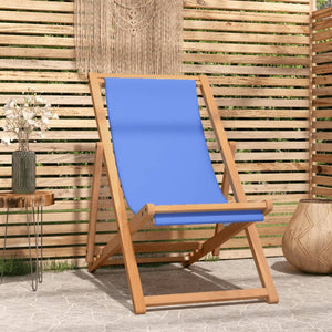Teak Liegestuhl Blau, 56x105x96 cm