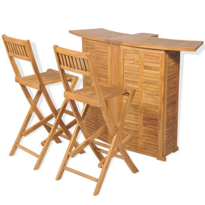 3-tlg. Teak Bistro-Set Klappstühle