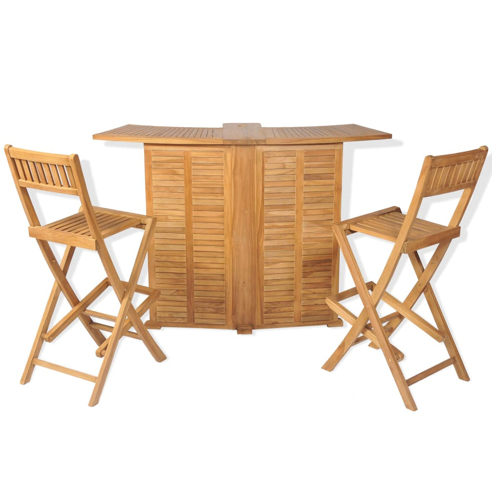 3-tlg. Teak Bistro-Set Klappstühle