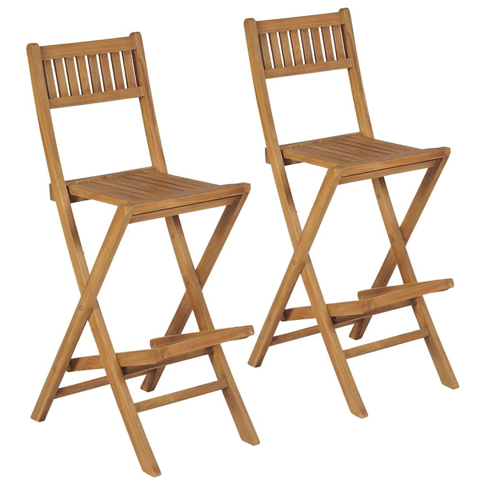 vidaXL Tabourets de bar pliables de jardin 2 pcs Bois de teck massif