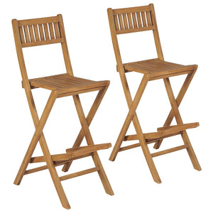 Klappbare Barhocker aus Teakholz, 2er-Set