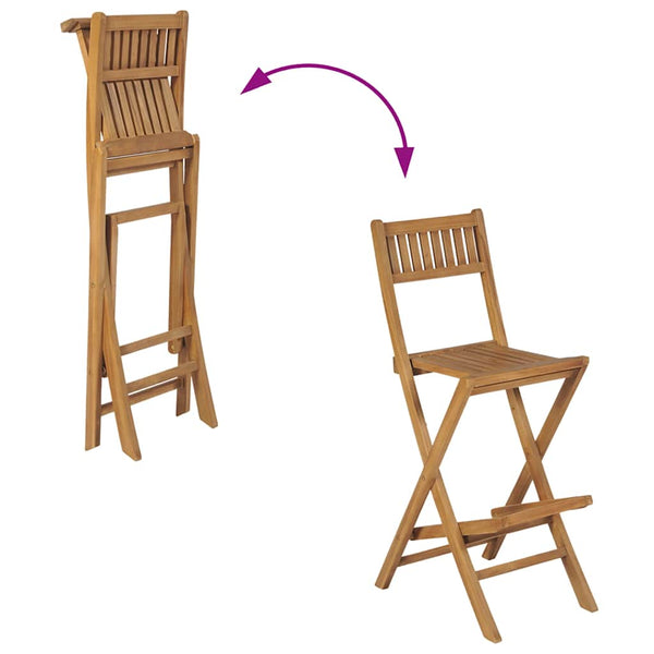 Klappbare Barhocker aus Teakholz, 2er-Set