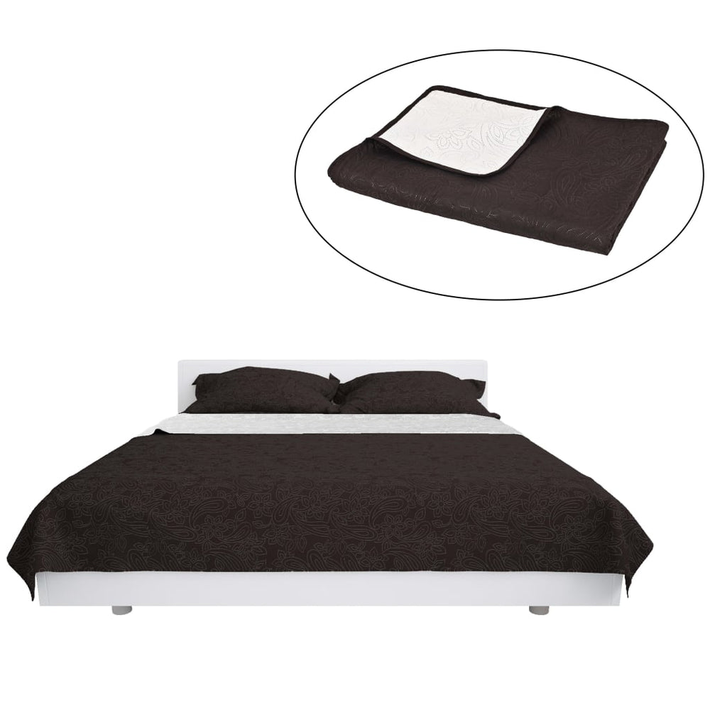 vidaXL Couvre-lit réversible matelassé 220 x 240 cm Crème et marron