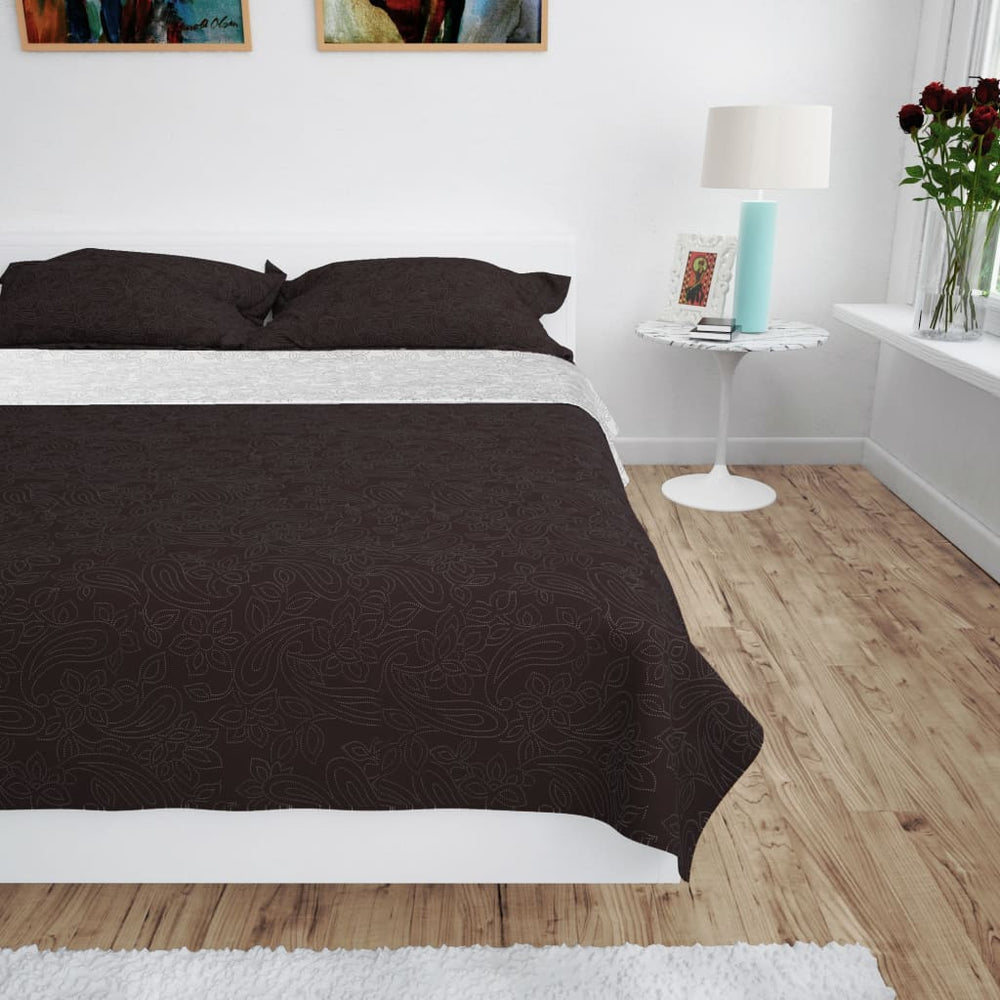 vidaXL Couvre-lit réversible matelassé 220 x 240 cm Crème et marron