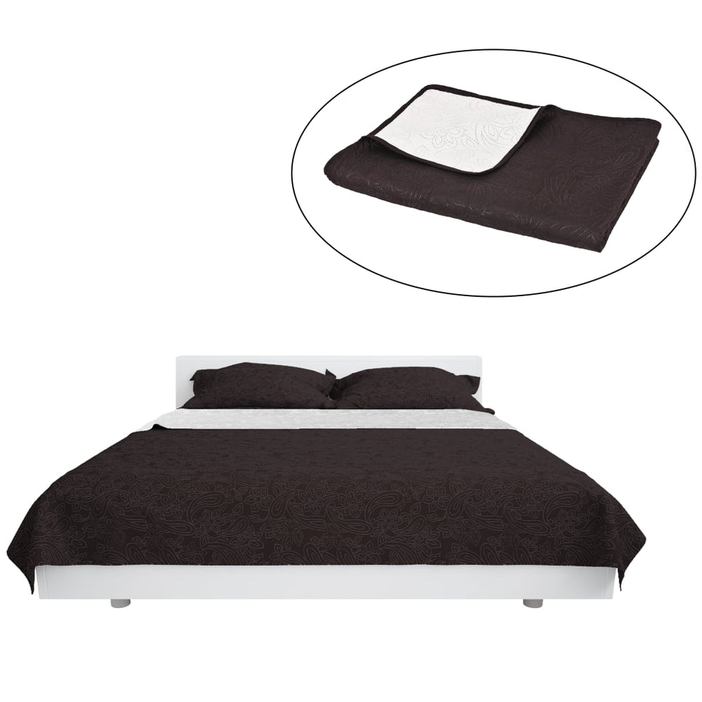 vidaXL Couvre-lit réversible matelassé 230 x 260 cm crème et marron