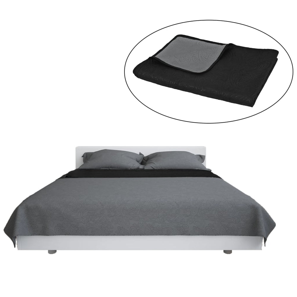 vidaXL Couvre-lit réversible matelassé 230 x 260 cm Gris et noir