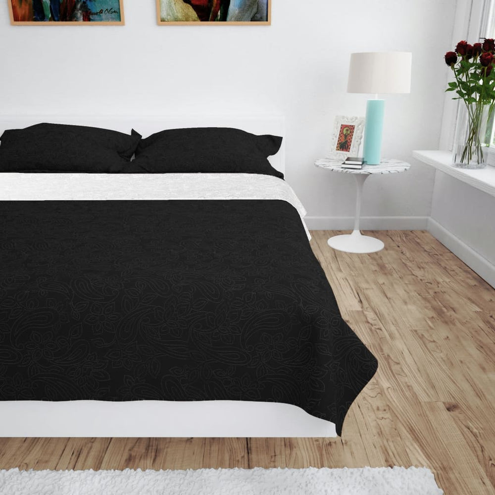 vidaXL Couvre-lit double face matelassé 170 x 210 cm Noir et blanc