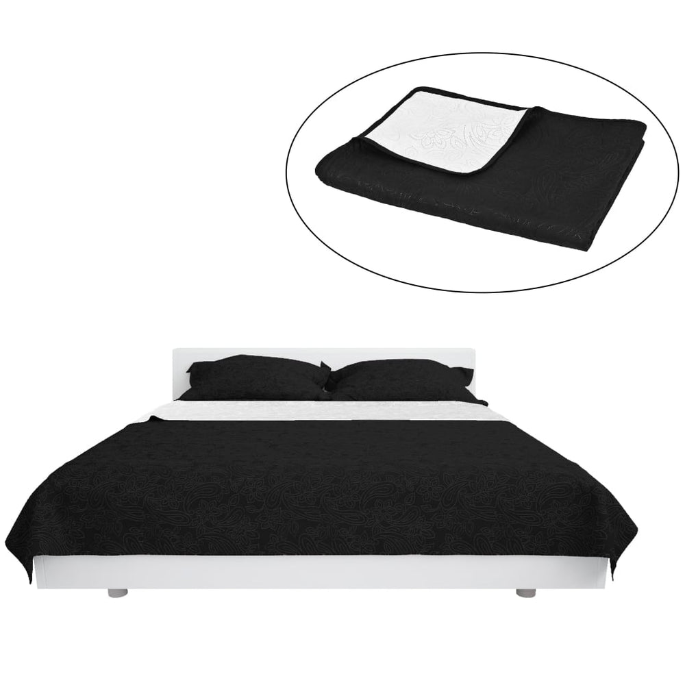 vidaXL Couvre-lit réversible matelassé 230 x 260 cm Noir et blanc