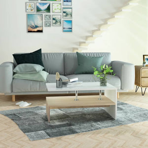 Couchtisch Holzwerkstoff 90x59x42 cm Eiche und Weiß