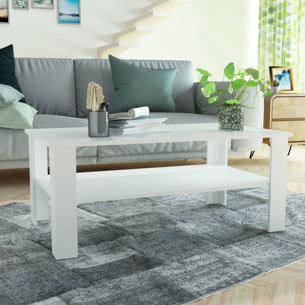 vidaXL Table basse Bois d'ingénierie 100x59x42 cm Blanc